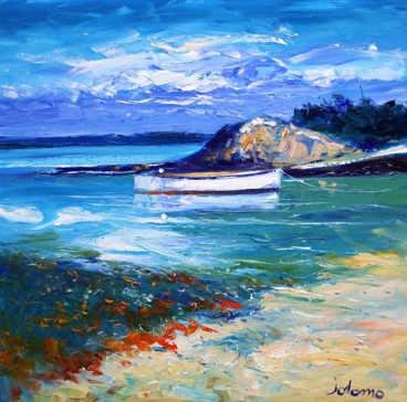 White boat Isle of Gigha 24x24 White boat Isle of Gigha 24x24